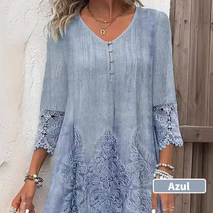 🔥49% OFF🔥Elegant lace dress with half-long sleeve and V-neck for women