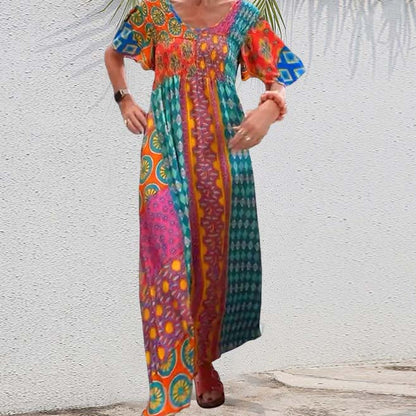 🔥49% OFF🔥Women’s Bohemian Patchwork Colorful Maxi Dress