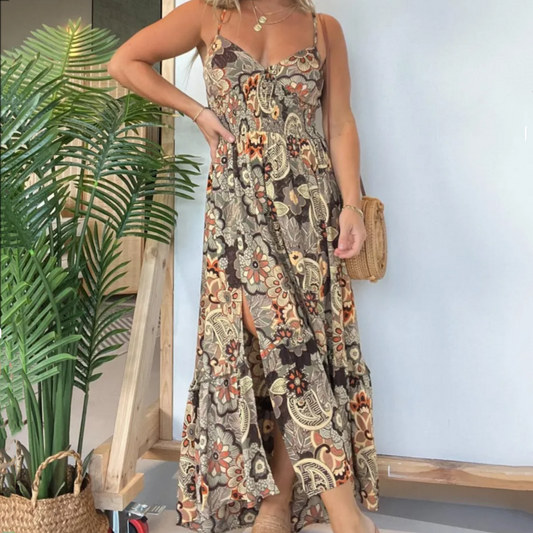 Women’s Sexy Spaghetti Strap Floral Print Long Dress🌸