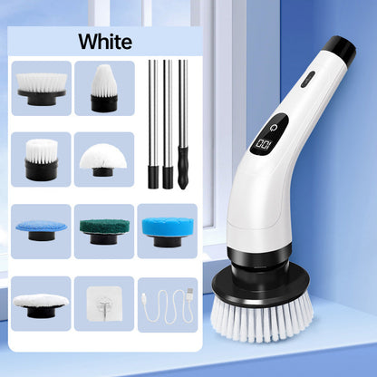 8-in-1 Household Cordless Electric Long Handle Retractable Electric Cleaning Brush Set
