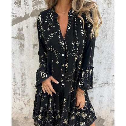 2025 NEW ARRIVE🔥 Comfortable Stretchy V Neck Printed Party Dresses