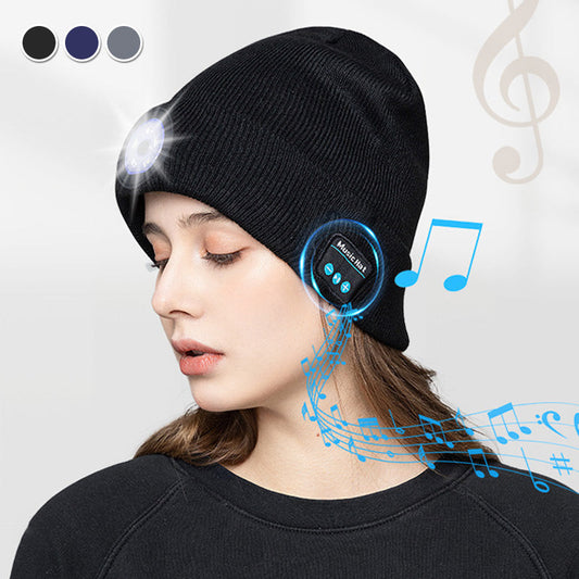 Peel-Off LED Headlamp Bluetooth Headset Knit Cap❄️🧢