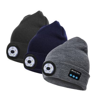 Peel-Off LED Headlamp Bluetooth Headset Knit Cap❄️🧢