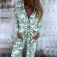 🔥Big Sale 50% OFF🔥Women’s Stylish Print Lapel Button Shirt and Wide-leg Pants 2-piece Set