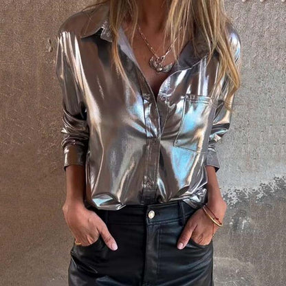 🔥New Year Special 49% OFF-Lapel Long Sleeve Lustrous Shirt (Buy 2 Free Shipping)