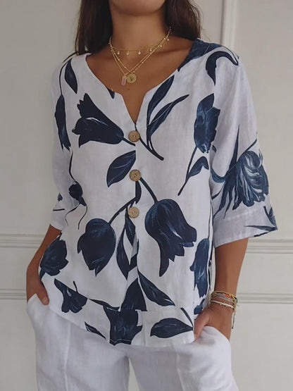 🔥Last Day Sale 50%🔥🌷Printed V-neck Tunic Top🌷