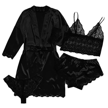 🔥LAST DAY SALE 49% OFF 🔥Valentine's Day 4 sets of lace satin sling pajamas set🌹