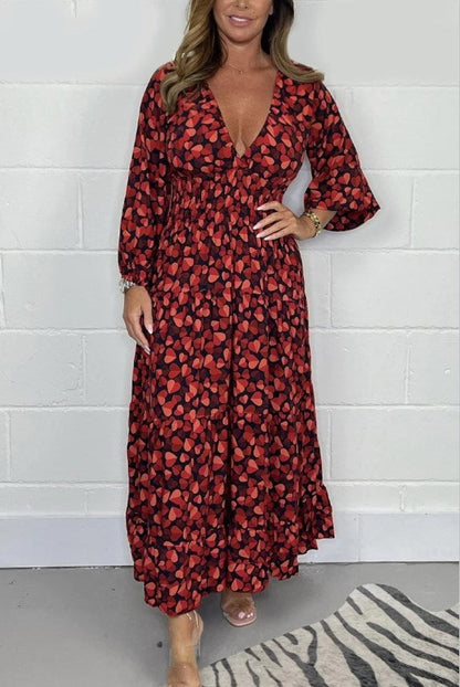 🔥LAST DAY SALE 49% OFF✨️Women Printed Sexy Deep V-neck Dress
