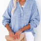 🤩Buy 2 free shipping✈️🤩Women’s Casual Gauze Button Neck Long Sleeve Blouse