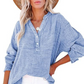 🤩Buy 2 free shipping✈️🤩Women’s Casual Gauze Button Neck Long Sleeve Blouse