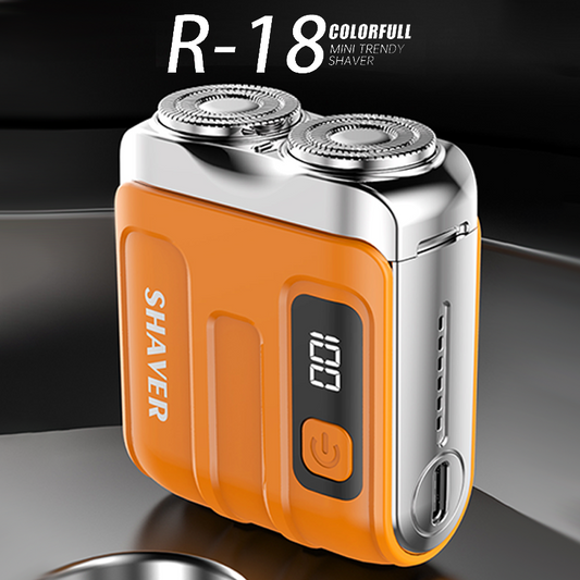 🪒50% OFF NOW ! 🧳R-18 Digital Display Mini Electric Shaver – dual floating cutter heads, USB rechargeable, pocket compact portable design. Men travel grooming essential!