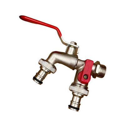 🔥Only ￡7.99!!!📢Universal Stainless Steel Double Outlet Garden Faucet🚀Independent Valves, Heavy-Duty & Easy Install 🚰