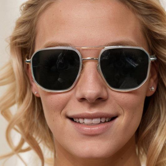 🔥✨Hot Sale 50% Off🥰Geometric Double-Beam Polarized Sunglasses – Bold Style Ultimate Clarity! 🕶️