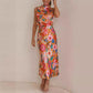 ✨2025 Hot Sale⌛Love In The Garden Floral Halter Neck Elastic Waist Maxi Dress