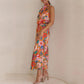 ✨2025 Hot Sale⌛Love In The Garden Floral Halter Neck Elastic Waist Maxi Dress