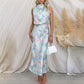 ✨2025 Hot Sale⌛Love In The Garden Floral Halter Neck Elastic Waist Maxi Dress