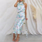 ✨2025 Hot Sale⌛Love In The Garden Floral Halter Neck Elastic Waist Maxi Dress