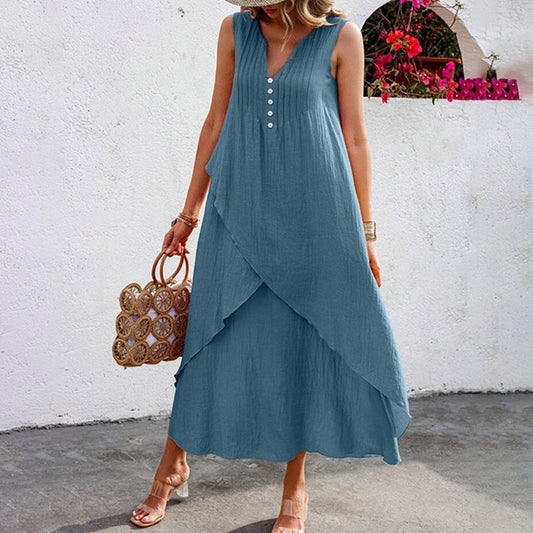 ❤️‍🔥2025 Summer Sale 49% OFF🌷Women's Casual Sleeveless V- Neck Maxi Dress