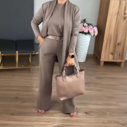 🎁Christmas Sale 50% Off🍁Elegant Longline Cardigan & Top & Pants 3-Pieces Set💓