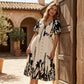 💥Soft Botanical Print V-Neck Midi Dress – Elegant👗Lightweight & All-Match💕