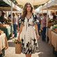💥Soft Botanical Print V-Neck Midi Dress – Elegant👗Lightweight & All-Match💕