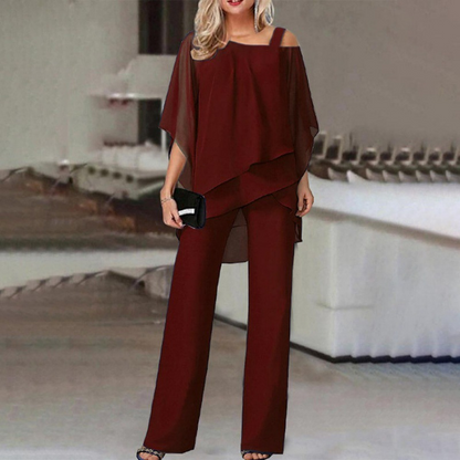 💥2026 Hot Sale 50% OFF🤩Women’s Irregular Chiffon Tops & Wide-Leg Pants Set🎀