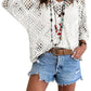💥Hot Sales-50% OFF🔥Womens Bohemian-Inspired Beige Crochet Top with V-Neck🎽
