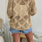 💥Hot Sales-50% OFF🔥Womens Bohemian-Inspired Beige Crochet Top with V-Neck🎽