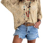 💥Hot Sales-50% OFF🔥Womens Bohemian-Inspired Beige Crochet Top with V-Neck🎽