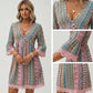 📢📢40% OFF !! ⏰The Bohemian Lace Trim Dress: V-neck, Long Sleeves, All-over Print👗