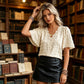 📢📢50% OFF !! ⏰Women's Jacquard V-Neck Butterfly Sleeve Top👚