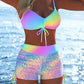 🩱🌊 LIMITED-TIME 50% OFF! 👙 Women’s Drawstring Bikini Set with Boy Shorts – Adjustable Support, Ruched Fit & Active Beach Coverage ✨