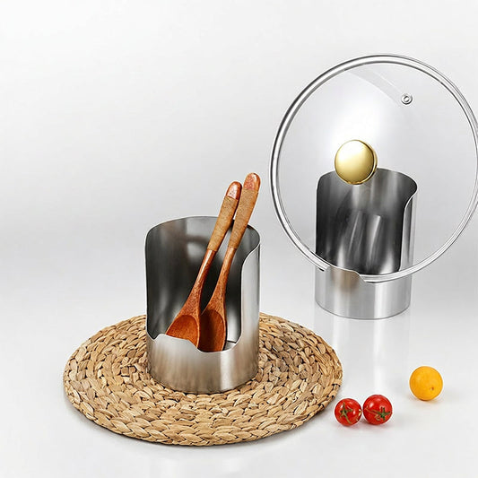 🍴 Multifunctional Kitchen Utensil Holder Thickened Space-Saving Vertical Storage ✨ Stable Wide Base Easy Clean Silver 50% OFF Today