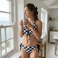 🌸 50% OFF NOW! 🌸Women's Checkerboard Print Halter Bikini Set👙