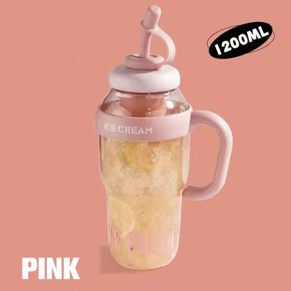 🔥50% Off Hot Sale🚀Stylish Large Capacity Sports Water Bottle with Straw🥛🍸