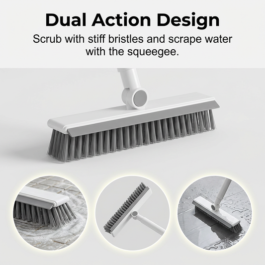 🔥Only £9.99 Last Day Promotion!💥🎁2-in-1 Grout & Corner Scrubber Brush with Squeegee🧹
