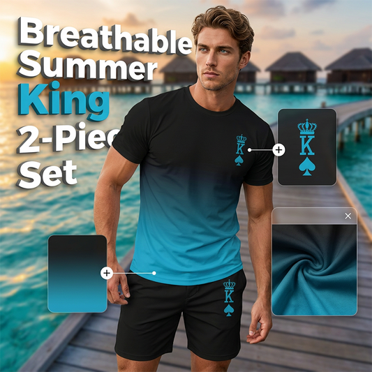 📢📢40% OFF !! 🎁Free Gift⏰Men's 3D Gradient T-Shirt and Shorts Set Casual Summer 2-Piece Outfit🎽