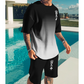 📢📢40% OFF !! 🎁Free Gift⏰Men's 3D Gradient T-Shirt and Shorts Set Casual Summer 2-Piece Outfit🎽