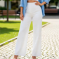 🌿 Ladies' Solid Wide Leg Trousers — Loose Fit | Side Pockets | Versatile Neutral Colours