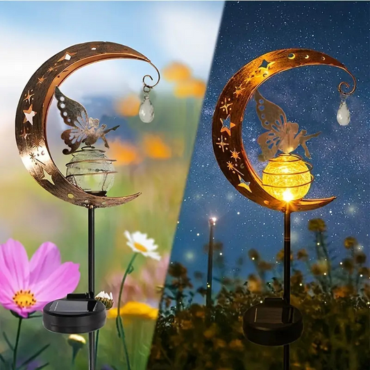 📢📢40% OFF !! ⏰Solar Fairy Moon Garden Stake Light💡🏡