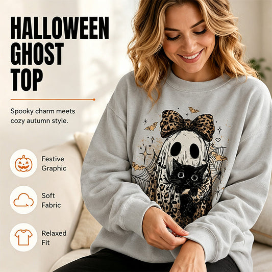 Women's Casual Halloween Ghost Print Top