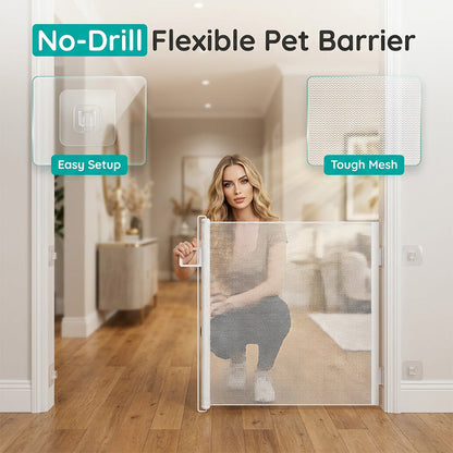 📢📢50% OFF !! ⏰No-Drill Adjustable Mesh Pet Gate for Doorways & Stairs🏡