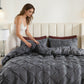 📢📢40% OFF !! ⏰3-Piece Pintuck Pleated Duvet Cover & Pillowcases Set