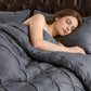 📢📢40% OFF !! ⏰3-Piece Pintuck Pleated Duvet Cover & Pillowcases Set