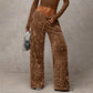 💖LAST DAY SALE 50% OFF🥰Women's Sequin Sparkle Wide Leg Pants with Elastic Waistband