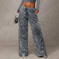 💖LAST DAY SALE 50% OFF🥰Women's Sequin Sparkle Wide Leg Pants with Elastic Waistband