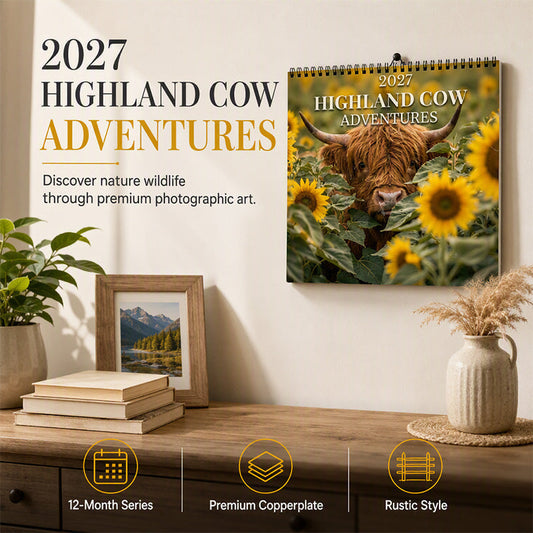 🐮LAST DAY SALE 50% OFF⚡50K+ SOLD🐂2027 Highland Cow Wall Calendar