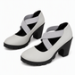 ✨ 50% OFF! Women's Round Toe Crisscross Strap Mary Jane Platform Chunky High Heels