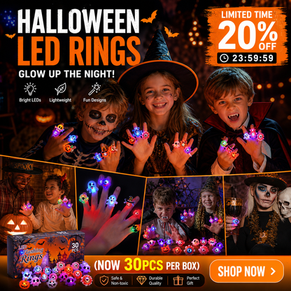 🔥🎃Spooky Season Hot Sale 50% OFF:£12.99‼️✨LED Light Halloween Glowing Ring 💍| Flashing Light‑Up Party Favor for Halloween Night👻